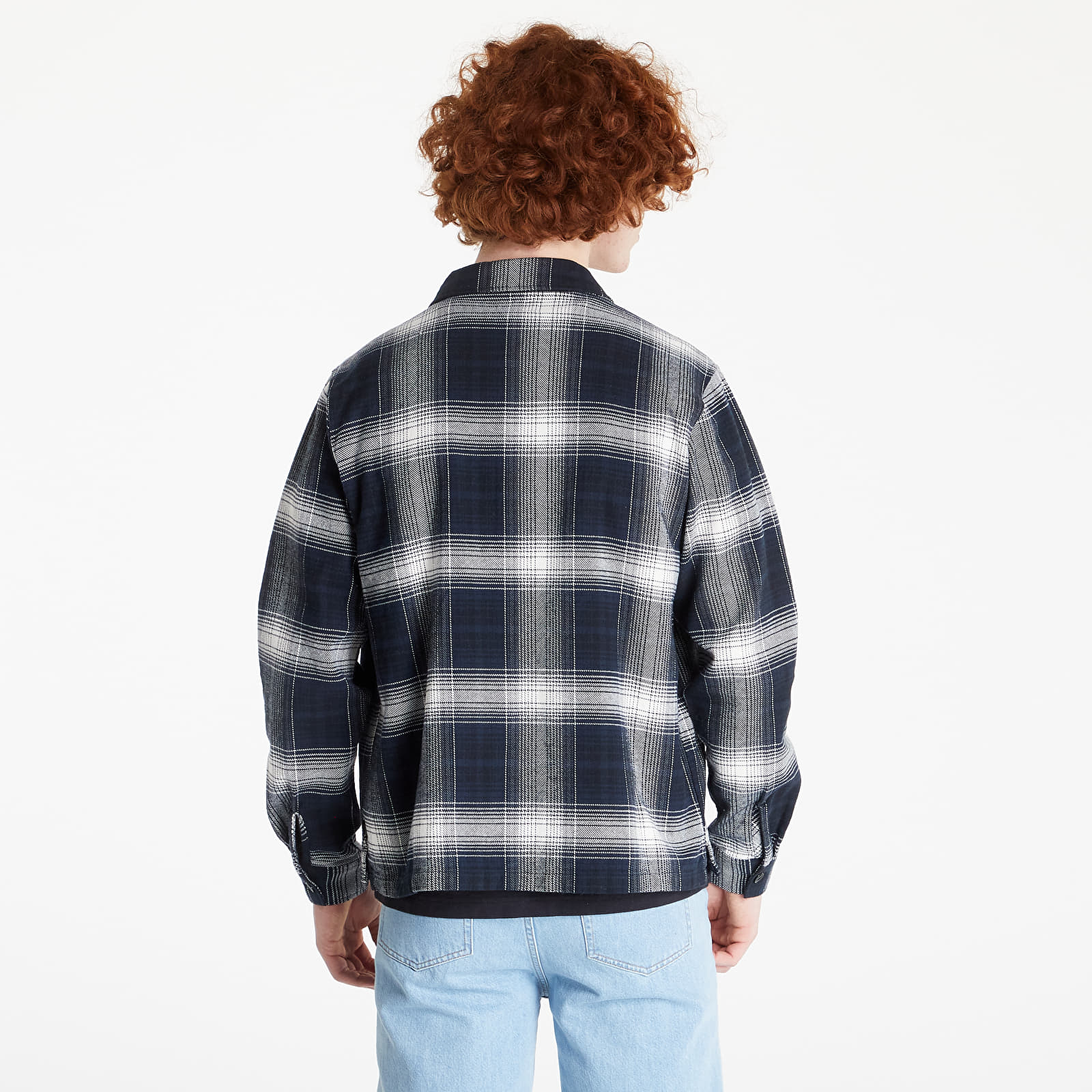 トップス Stussy Shadow Plaid Zip LS Shirt Navy Shirts Stüssy Shadow Plaid Zip Long Sleeve Shirt Navy | Footshop