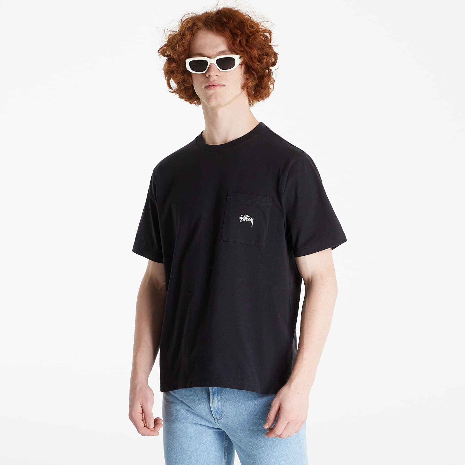 T-Shirts Stüssy Stock Logo Short Sleeve Pocket Crew Tee Black