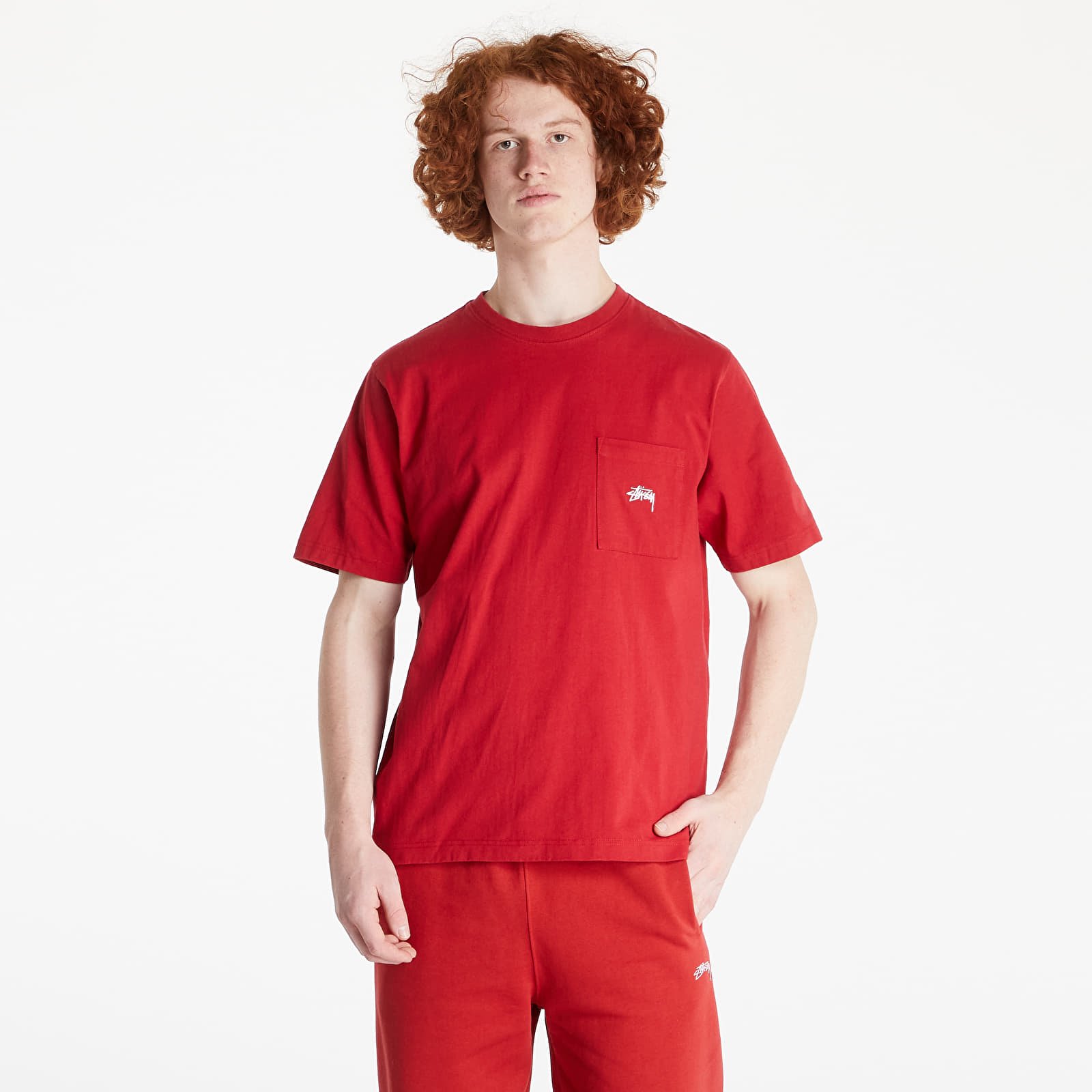 T-shirts Stüssy Stock Logo Short Sleeve Pocket Crew Tee Red
