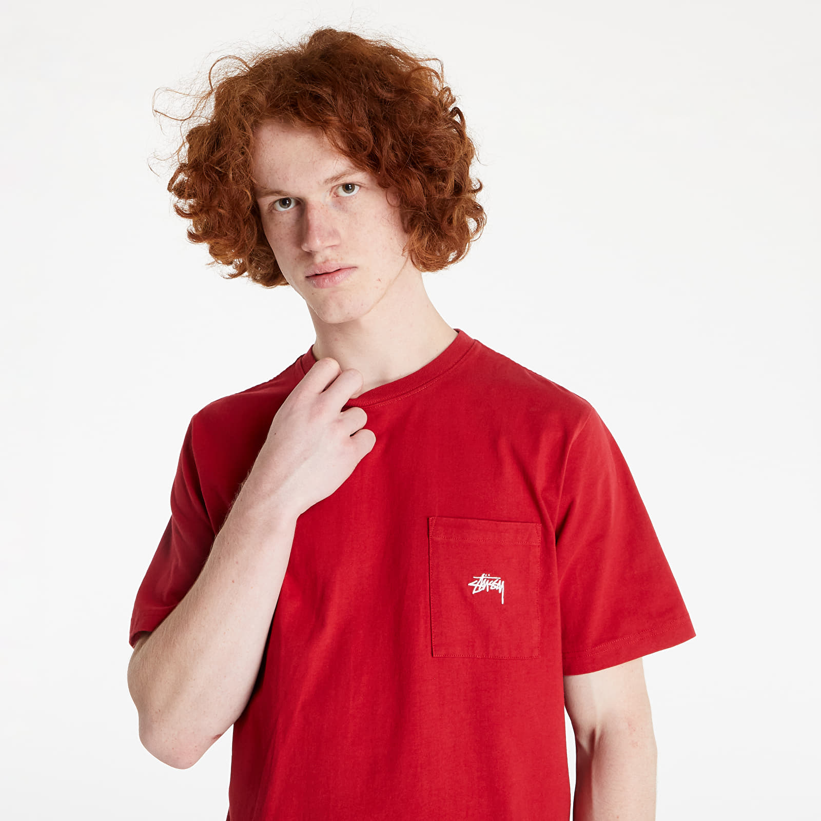 T-shirts Stüssy Stock Logo Short Sleeve Pocket Crew Tee Red