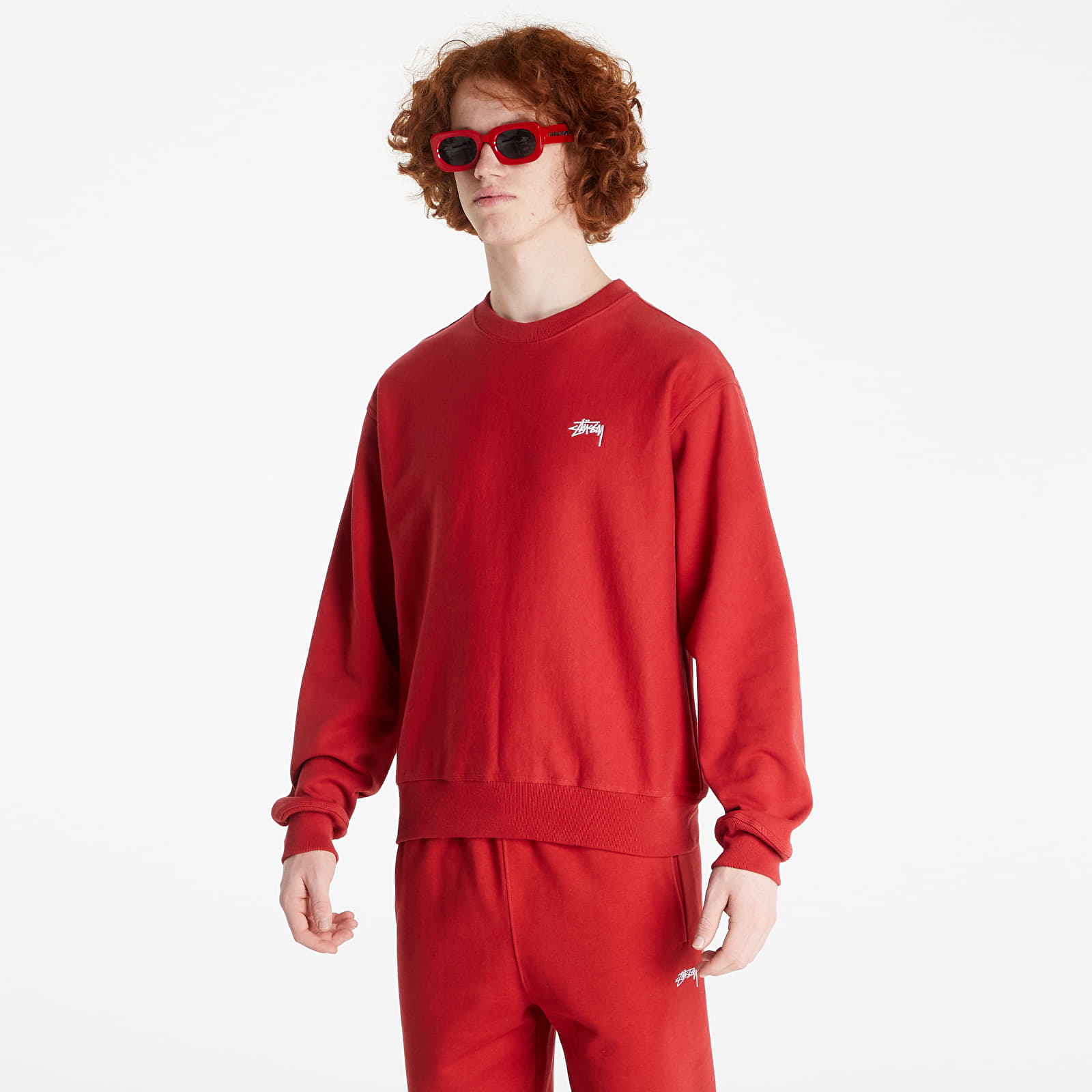 Puloverji   Stüssy Stock Logo Crewneck Red