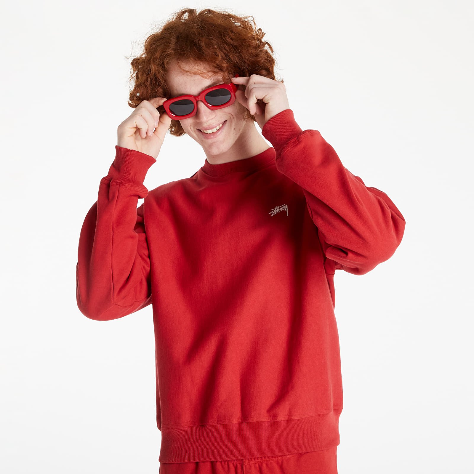 Puloverji   Stüssy Stock Logo Crewneck Red