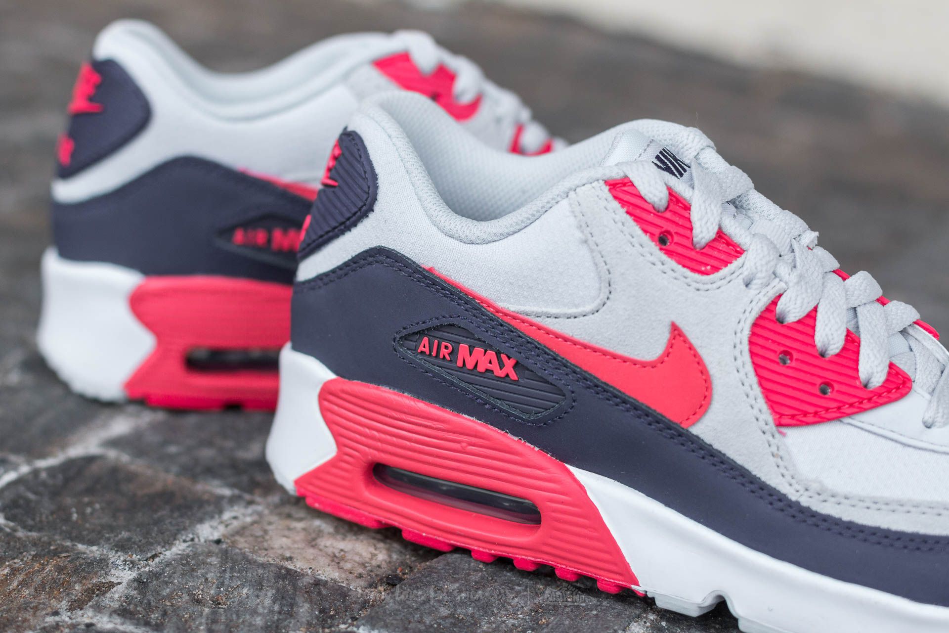 Zapatillas mujer Nike Air Max 90 Mesh GS Pure Platinum Ember Glow Purple Dynasty Footshop