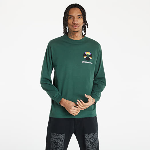 T shirts PLEASURES Spin Long Sleeve T Shirt Forest Green Footshop