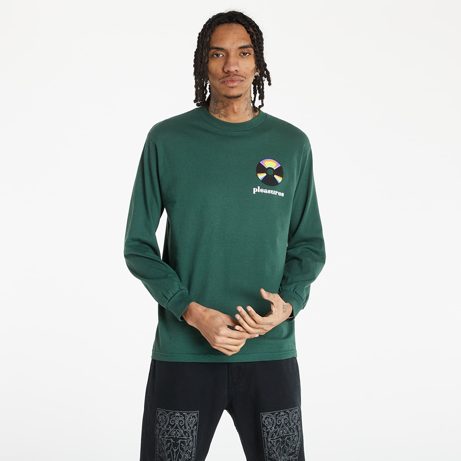 PLEASURES Spin Long Sleeve T-Shirt Forest Green | Footshop