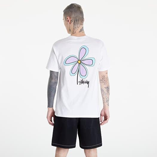stussy flower tee white
