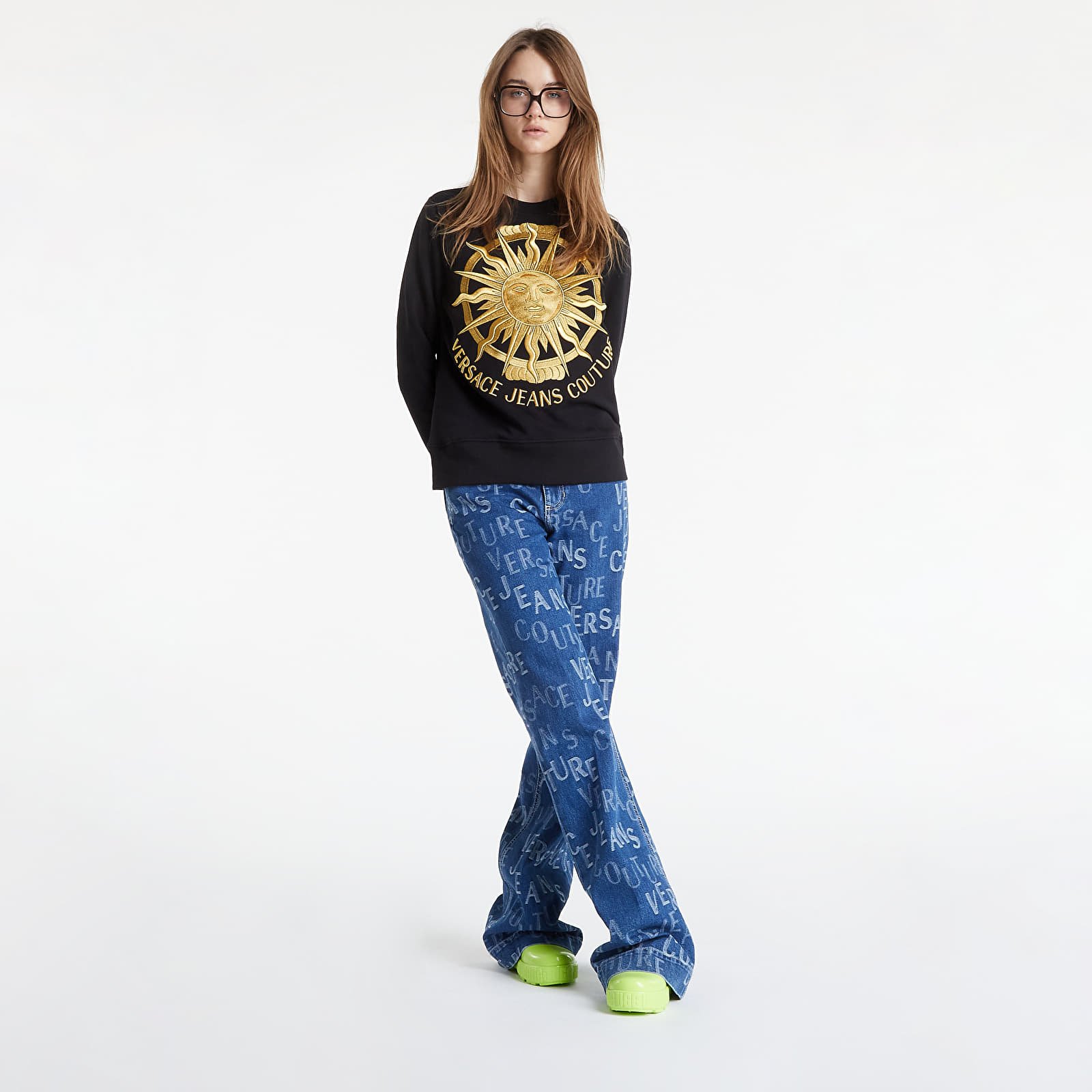 Mikiny Versace Jeans Couture Cotton Fleece Sweatshirt Black/ Gold