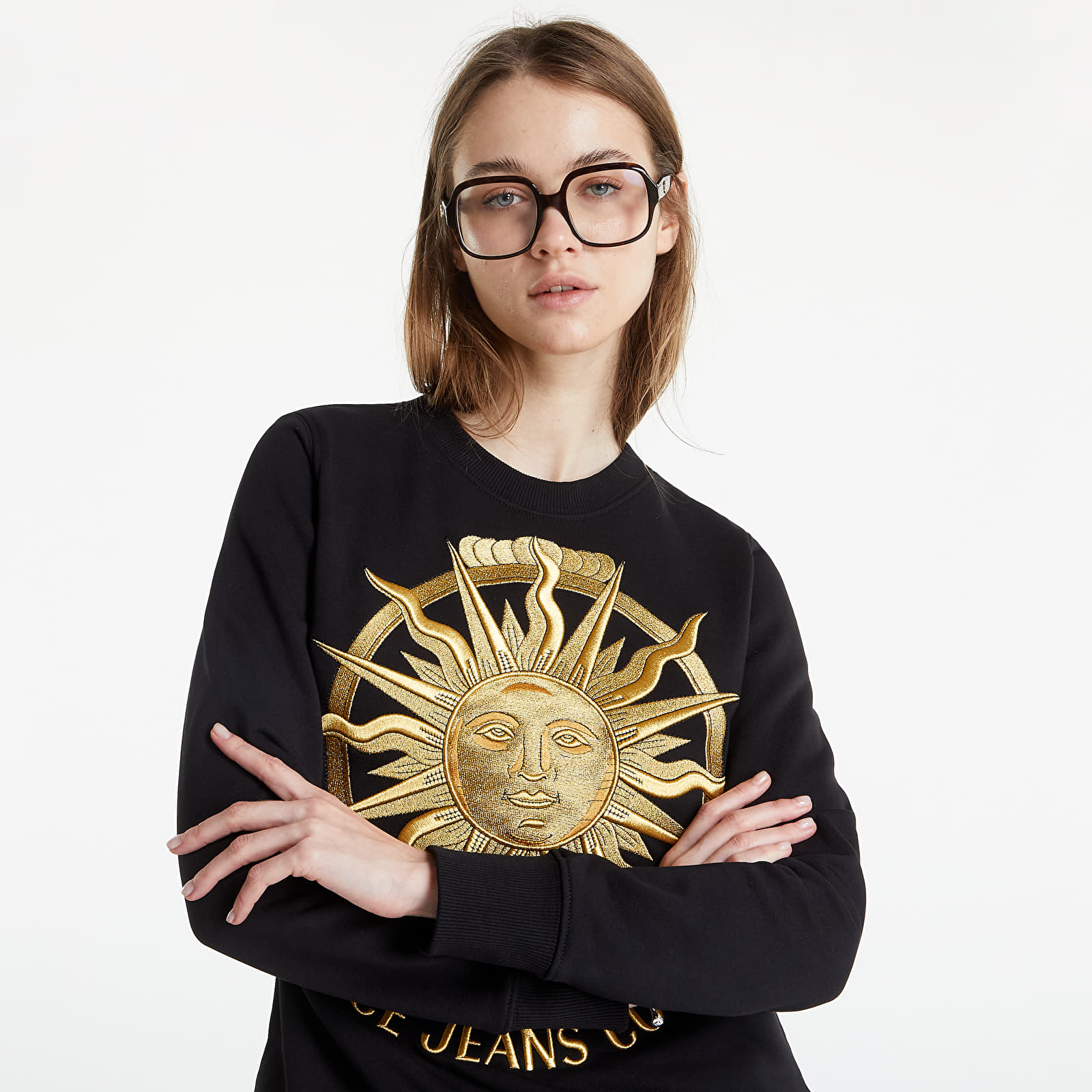 Mikiny Versace Jeans Couture Cotton Fleece Sweatshirt Black/ Gold