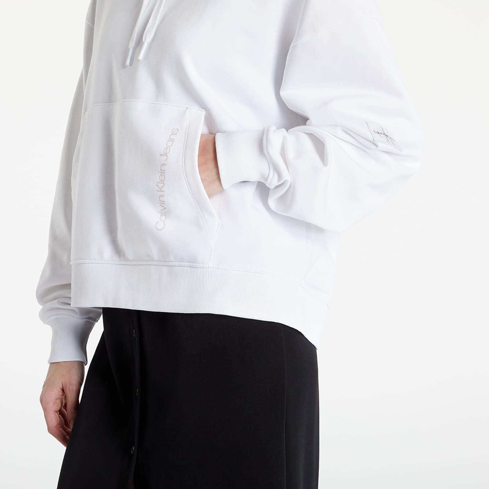 Bluzy Calvin Klein Jeans Back Faded Logo Hoodie Bright White