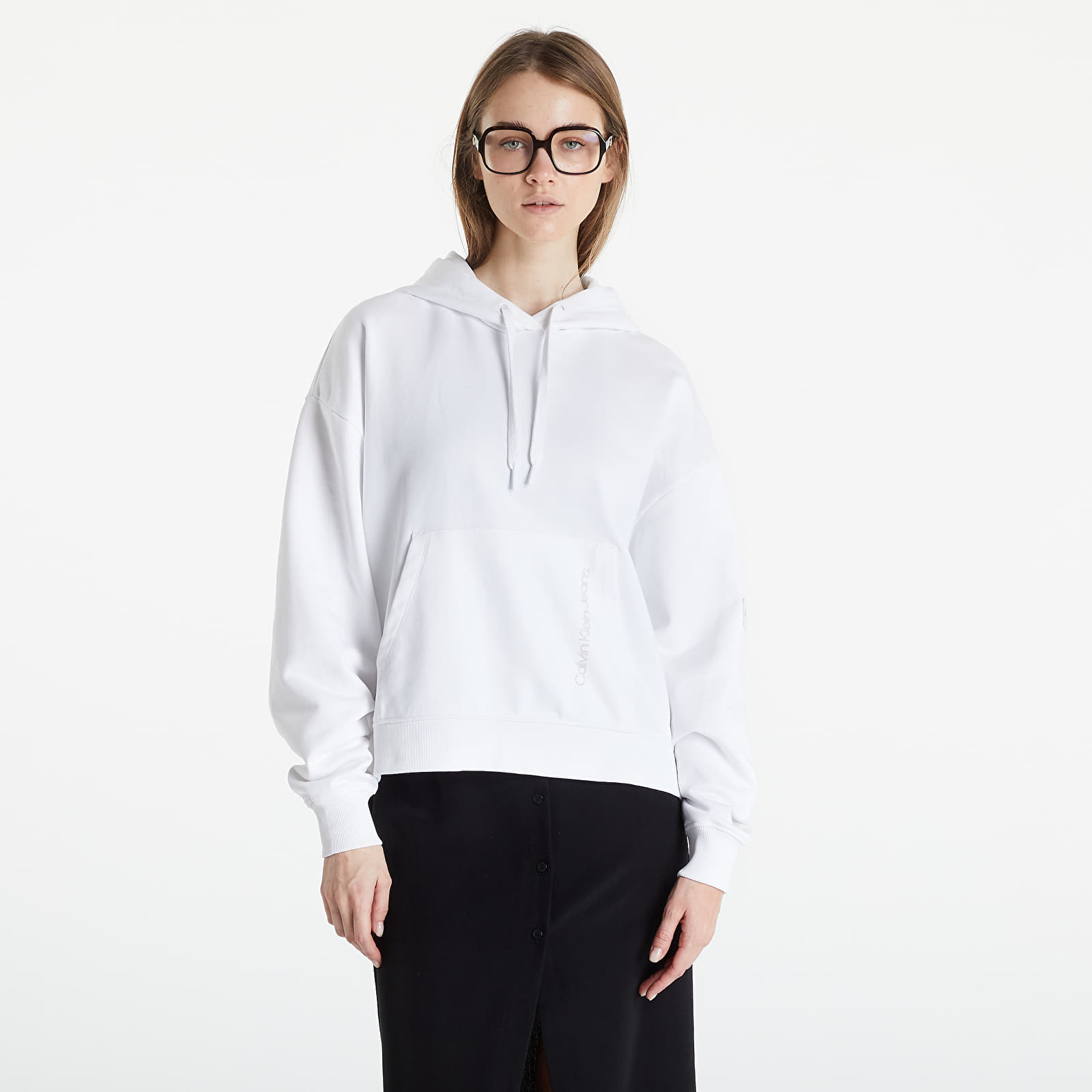 Bluzy Calvin Klein Jeans Back Faded Logo Hoodie Bright White