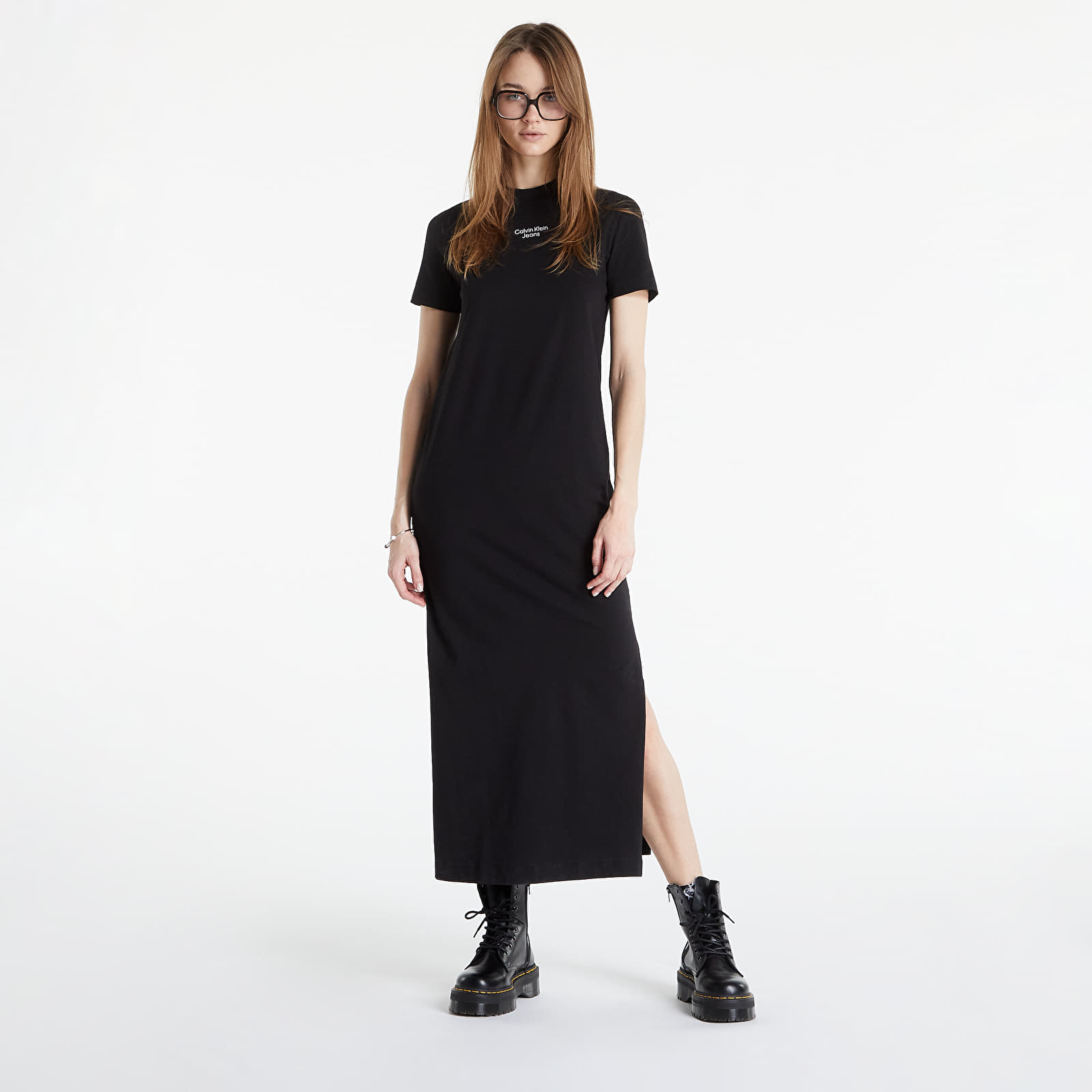 Vestido Calvin Klein Jeans Stacked Logo T-Shirt Dress Ck Black