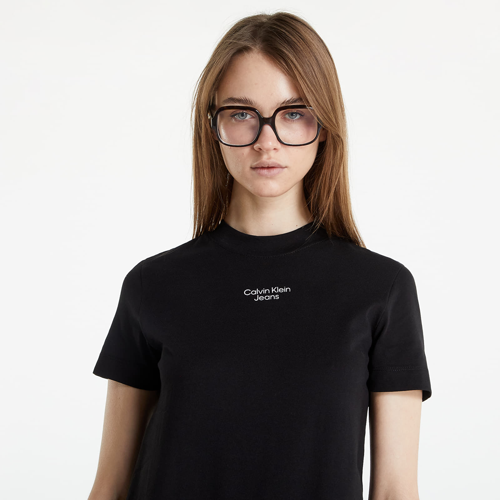 Vestido Calvin Klein Jeans Stacked Logo T-Shirt Dress Ck Black