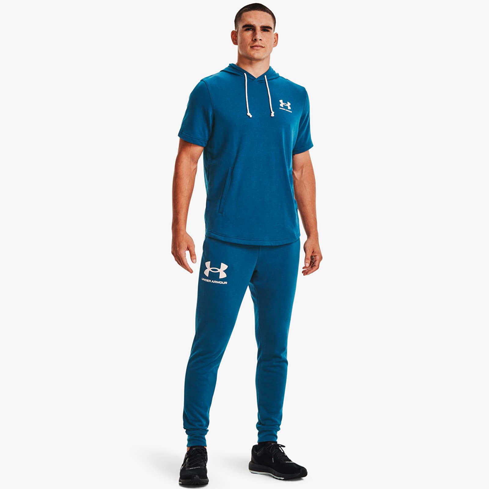 Pantaloni și blugi Under Armour Rival Terry Jogger Deep Sea/ Onyx White