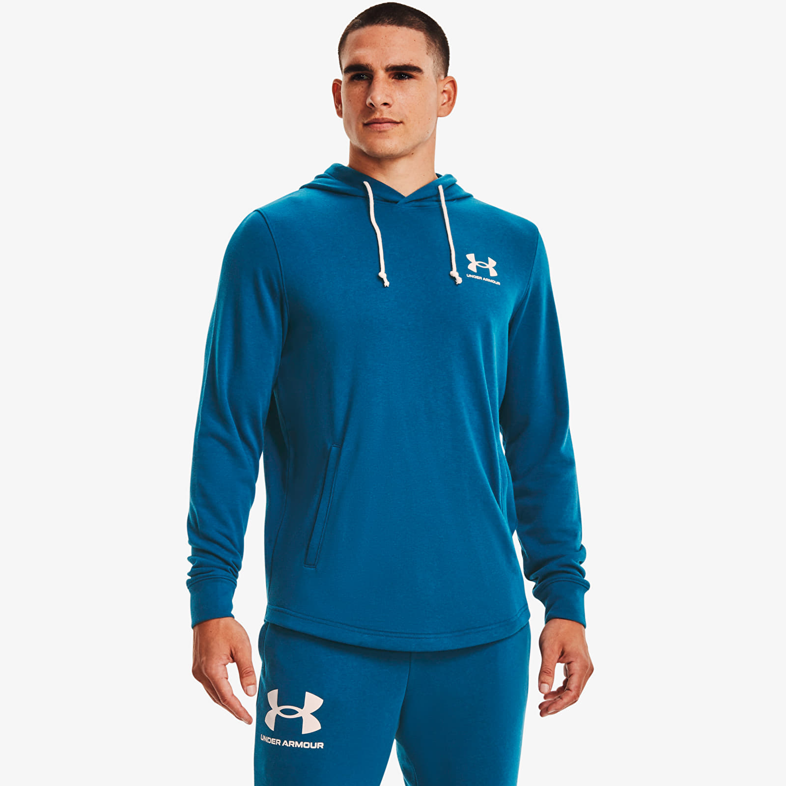 Mikiny Under Armour Rival Terry Lc Hoodie Deep Sea/ Onyx White