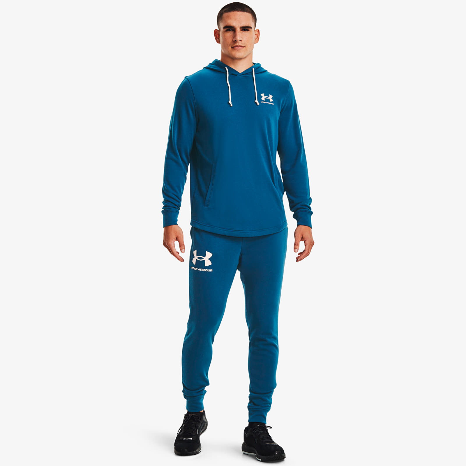 Mikiny Under Armour Rival Terry Lc Hoodie Deep Sea/ Onyx White
