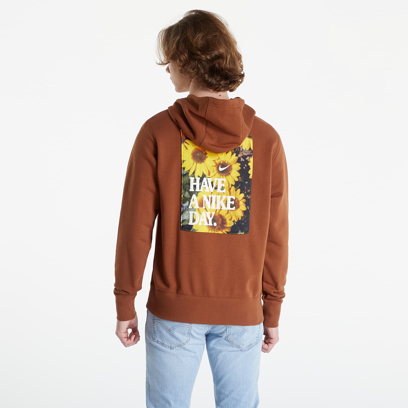 Hanorace Nike Sportswear Men's French Terry Hoodie Pecan/ White