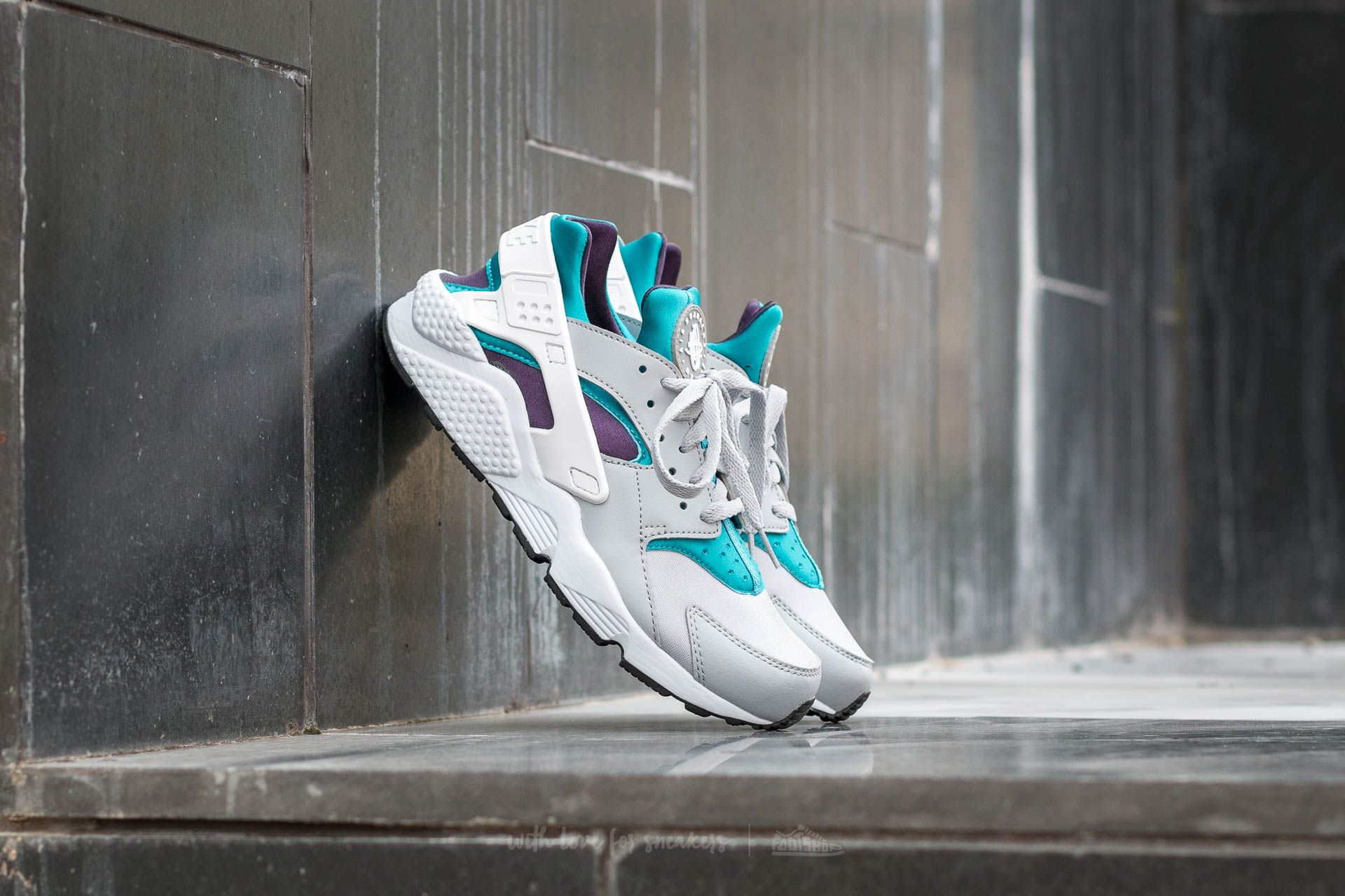 Scarpe uomo Nike Air Huarache Wolf Grey/ White-Aquatone-Purple Dynasty