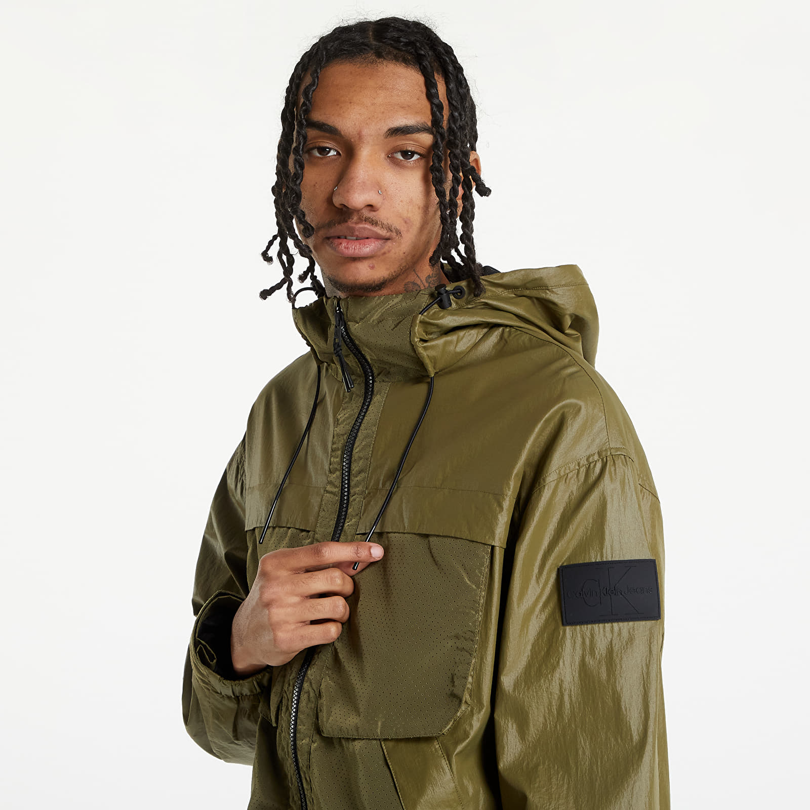Kabátok Calvin Klein Jeans Perforated Wet Look Jacket Burnt Olive
