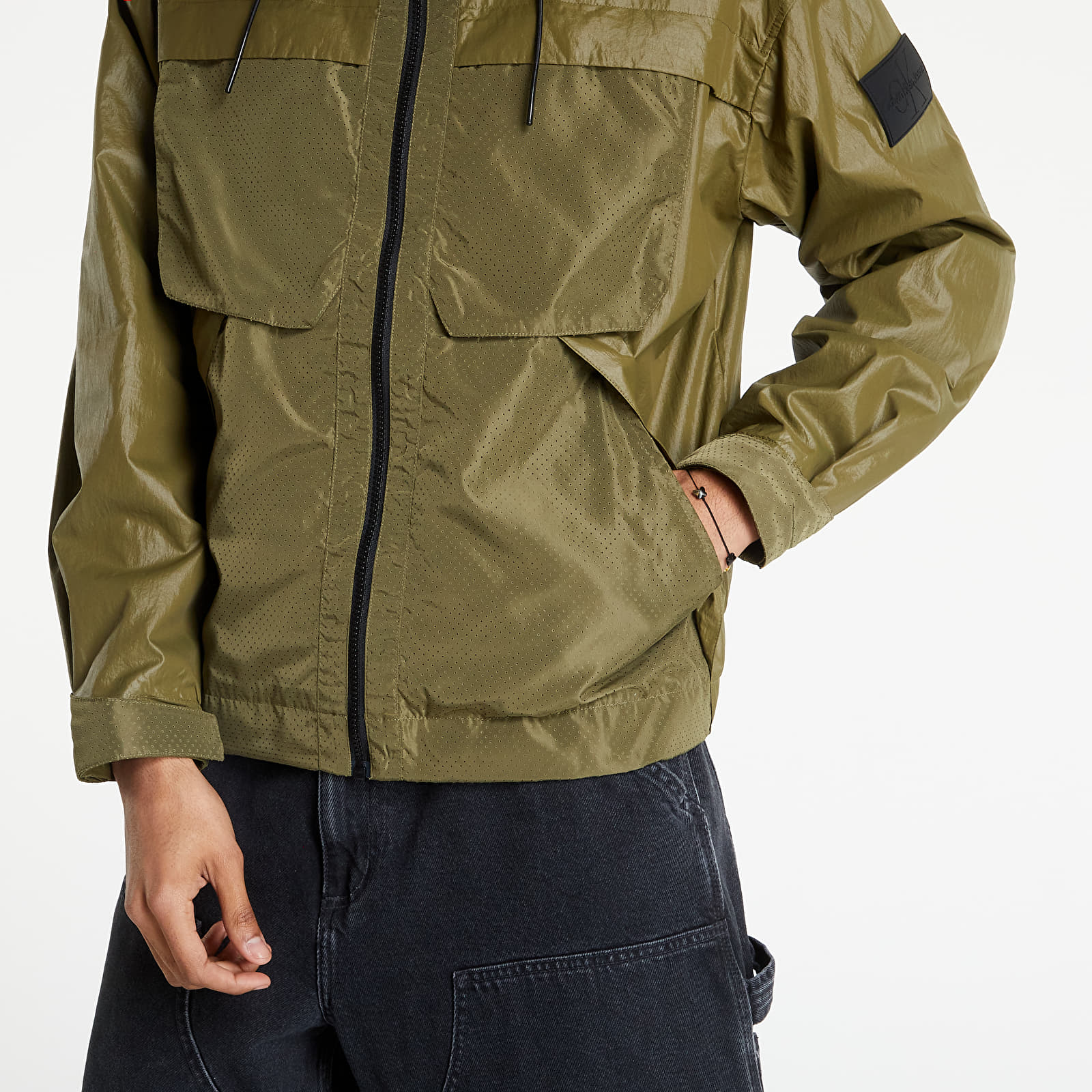 Kabátok Calvin Klein Jeans Perforated Wet Look Jacket Burnt Olive