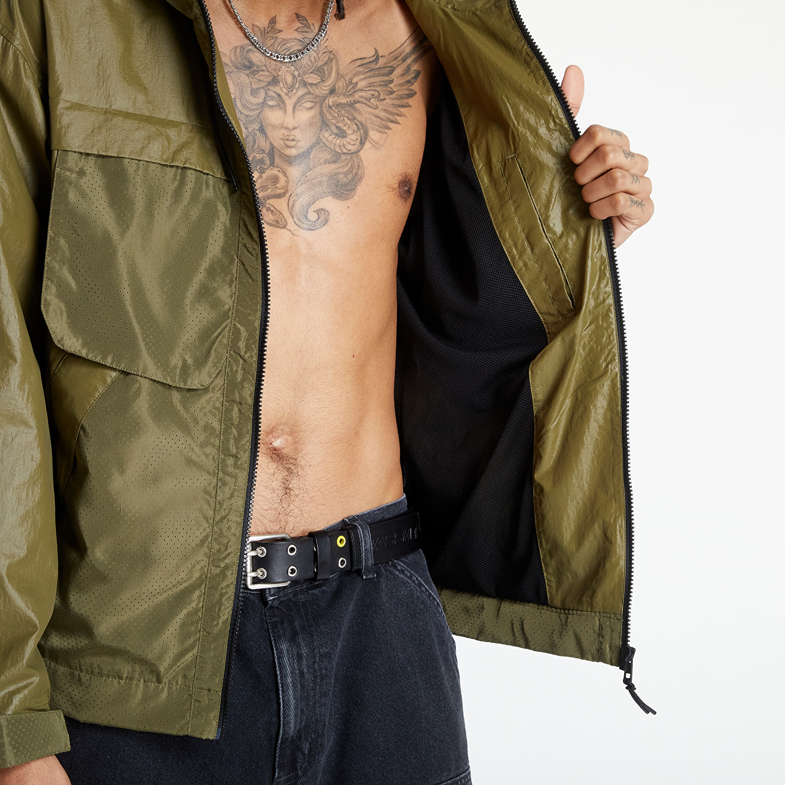Kabátok Calvin Klein Jeans Perforated Wet Look Jacket Burnt Olive