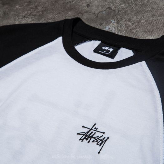 Stüssy Basic Stüssy Raglan Tee White/ Black | Footshop