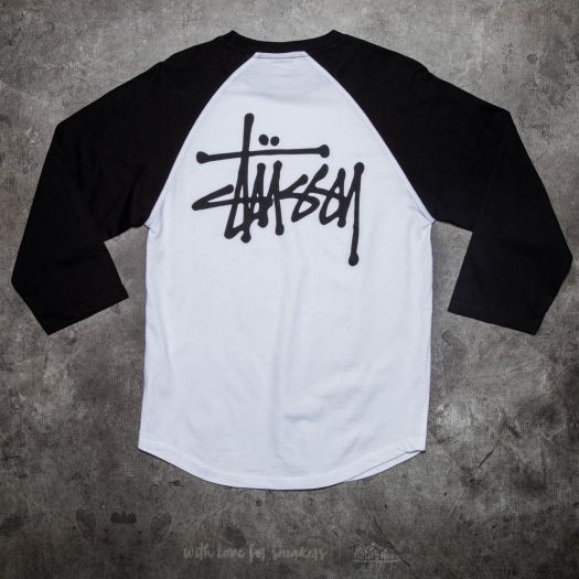 Stüssy Basic Stüssy Raglan Tee White/ Black | Footshop