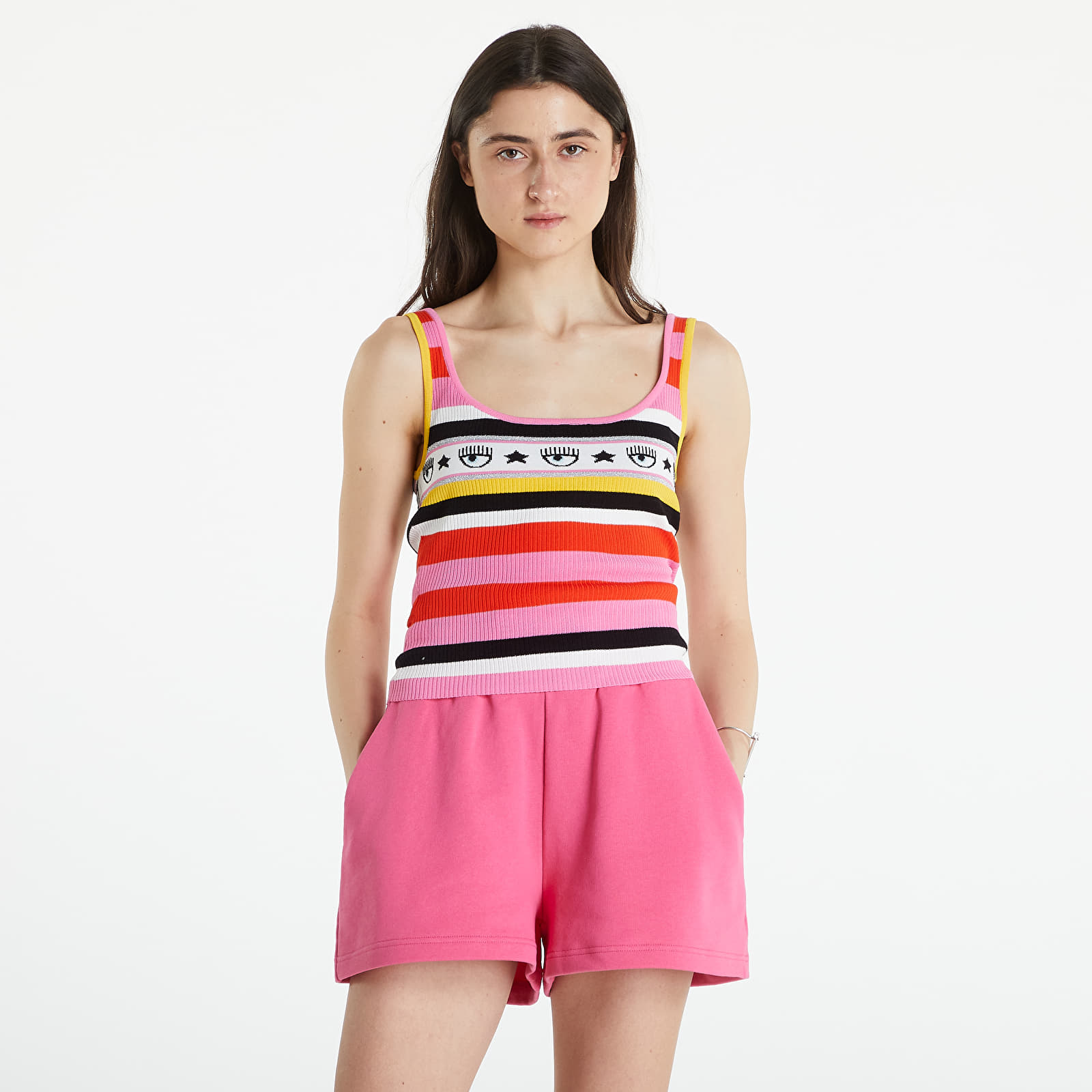 Chiara Ferragni Striped Yarn Logomania Knit Multicolor
