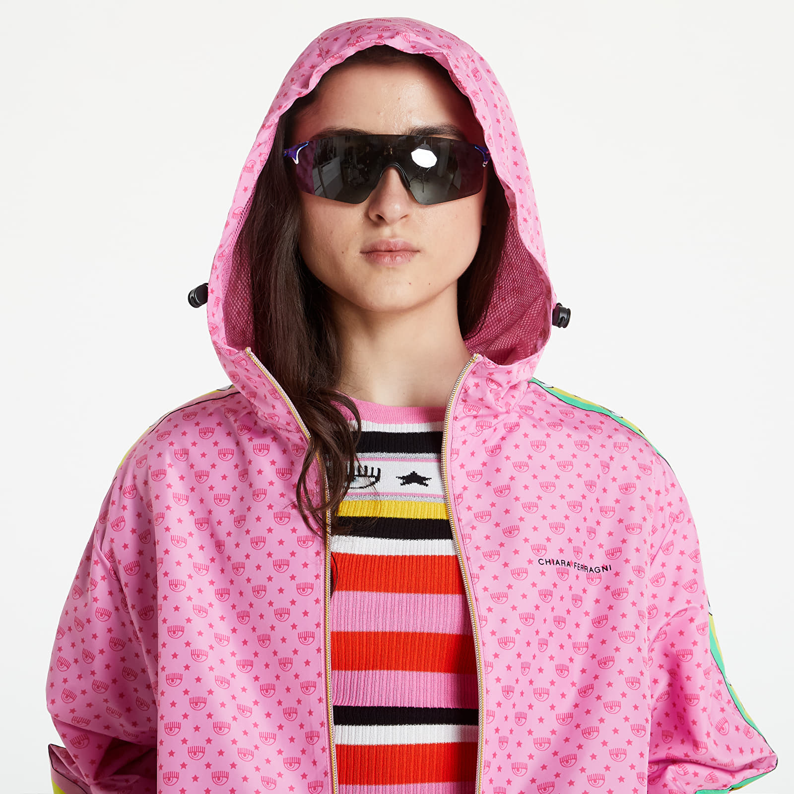 Jackets and Coats Chiara Ferragni Nylon Light Print Logomania Jacket Pink