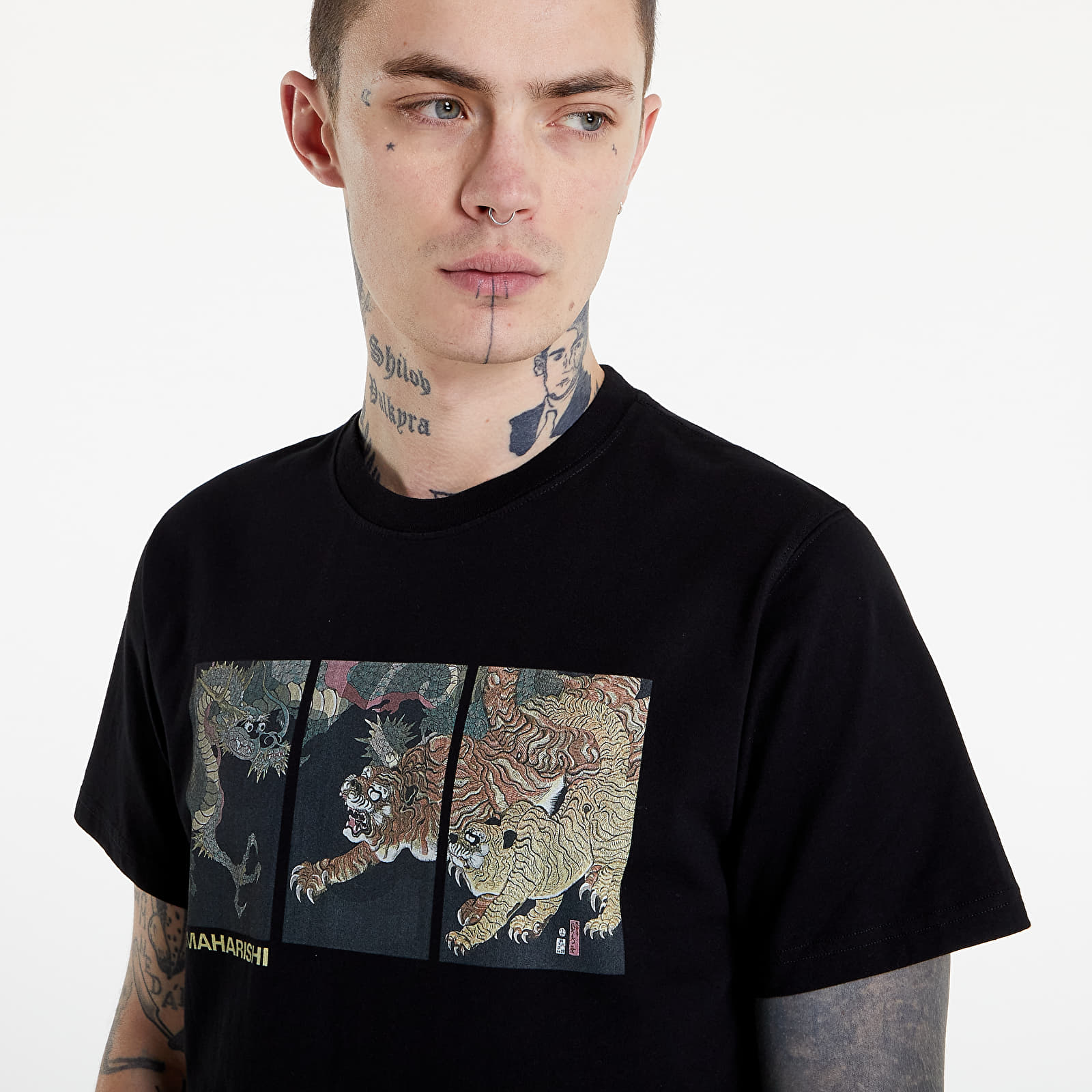 T shirts Maharishi Dragon Tiger T Shirt Black Footshop