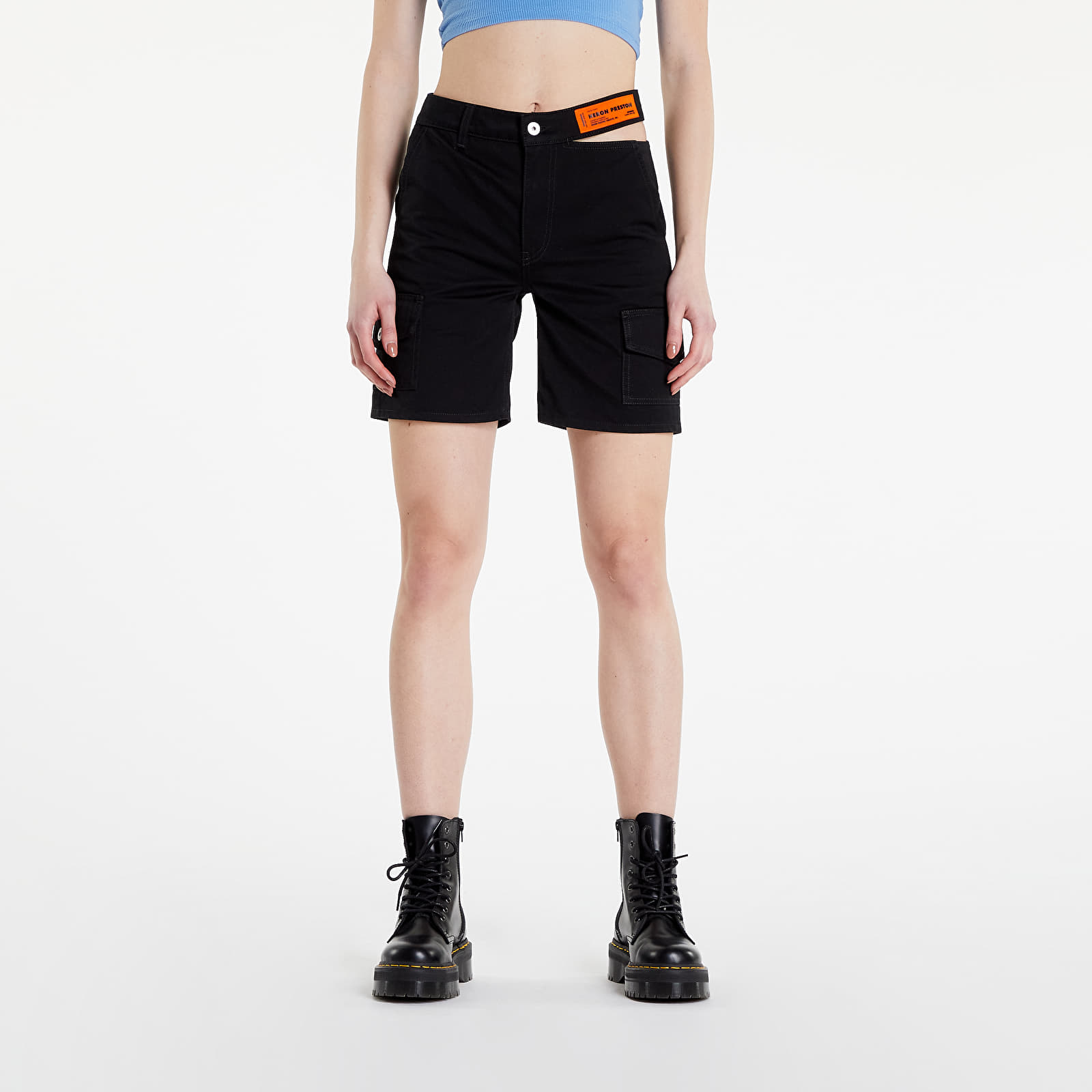 Shorts HERON PRESTON Open Side Belt Cargo Shorts Black/ No Color