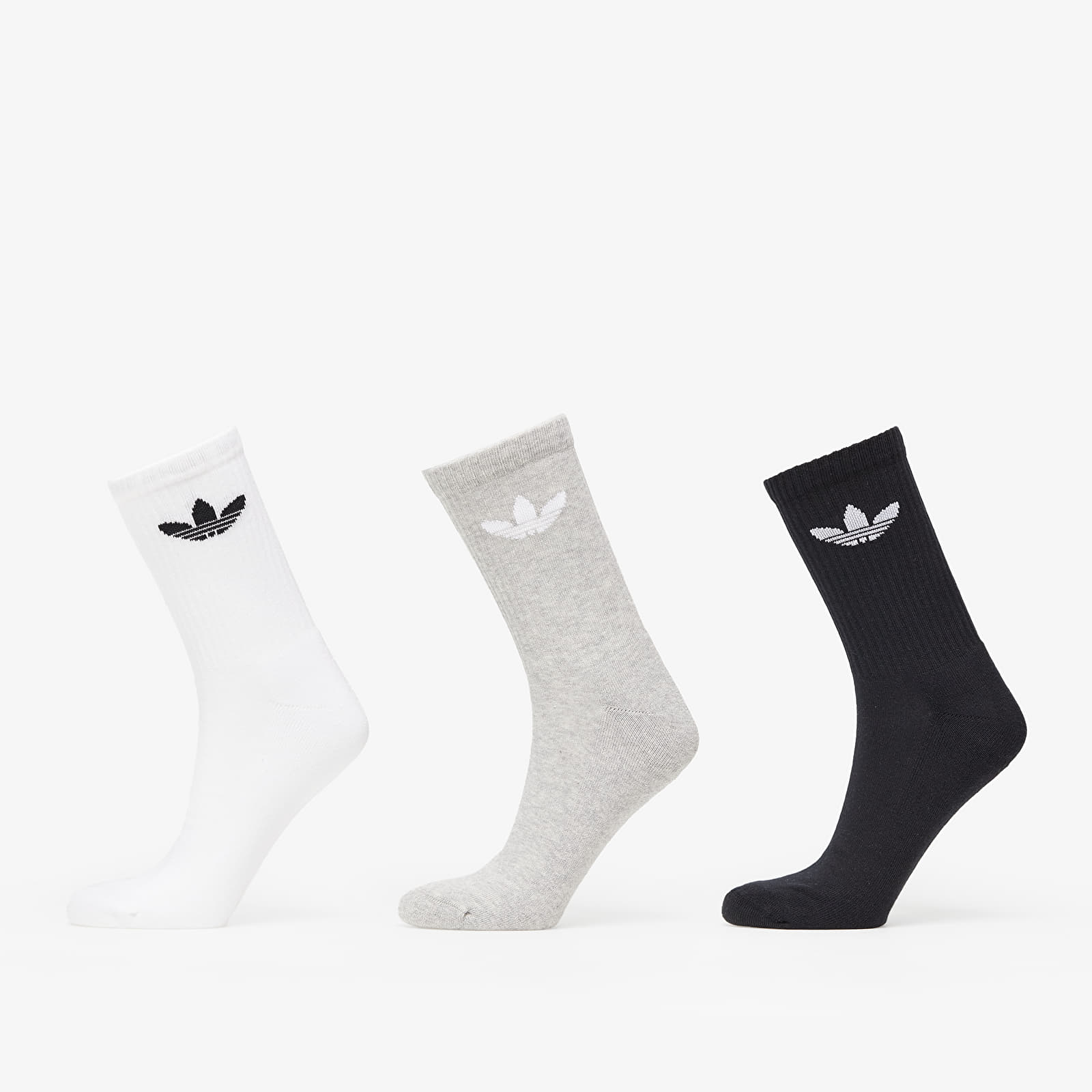 Κάλτσες adidas Originals Cushioned Trefoil Mid-Cut Crew Socks 3-Pack White/ Medium Grey Heather/ Black