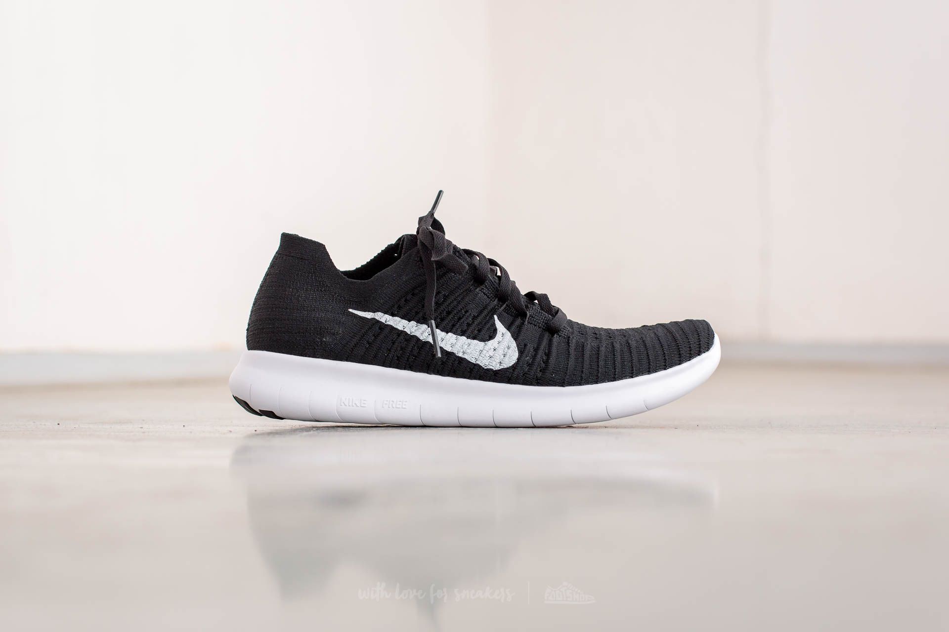 Herenschoenen Nike Free Runner Flyknit Black/ White