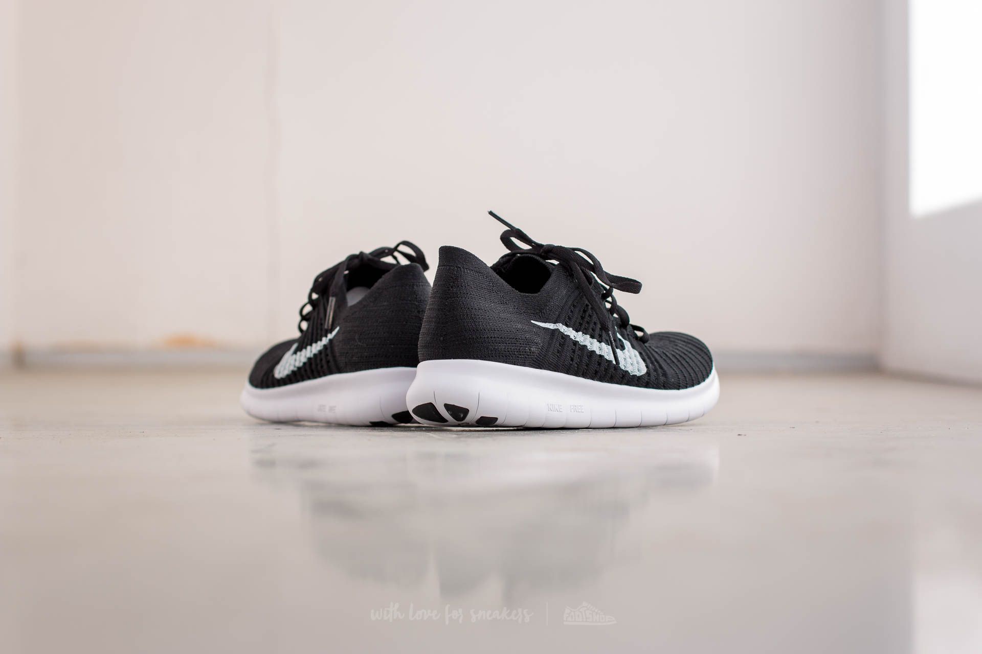 Herenschoenen Nike Free Runner Flyknit Black/ White