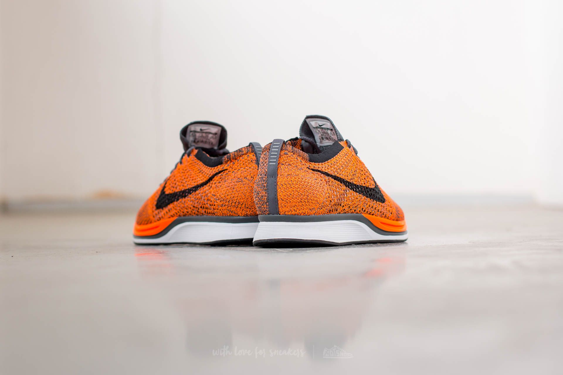 Men's shoes Nike Flyknit Racer Total Orange/ White-Dark Grey