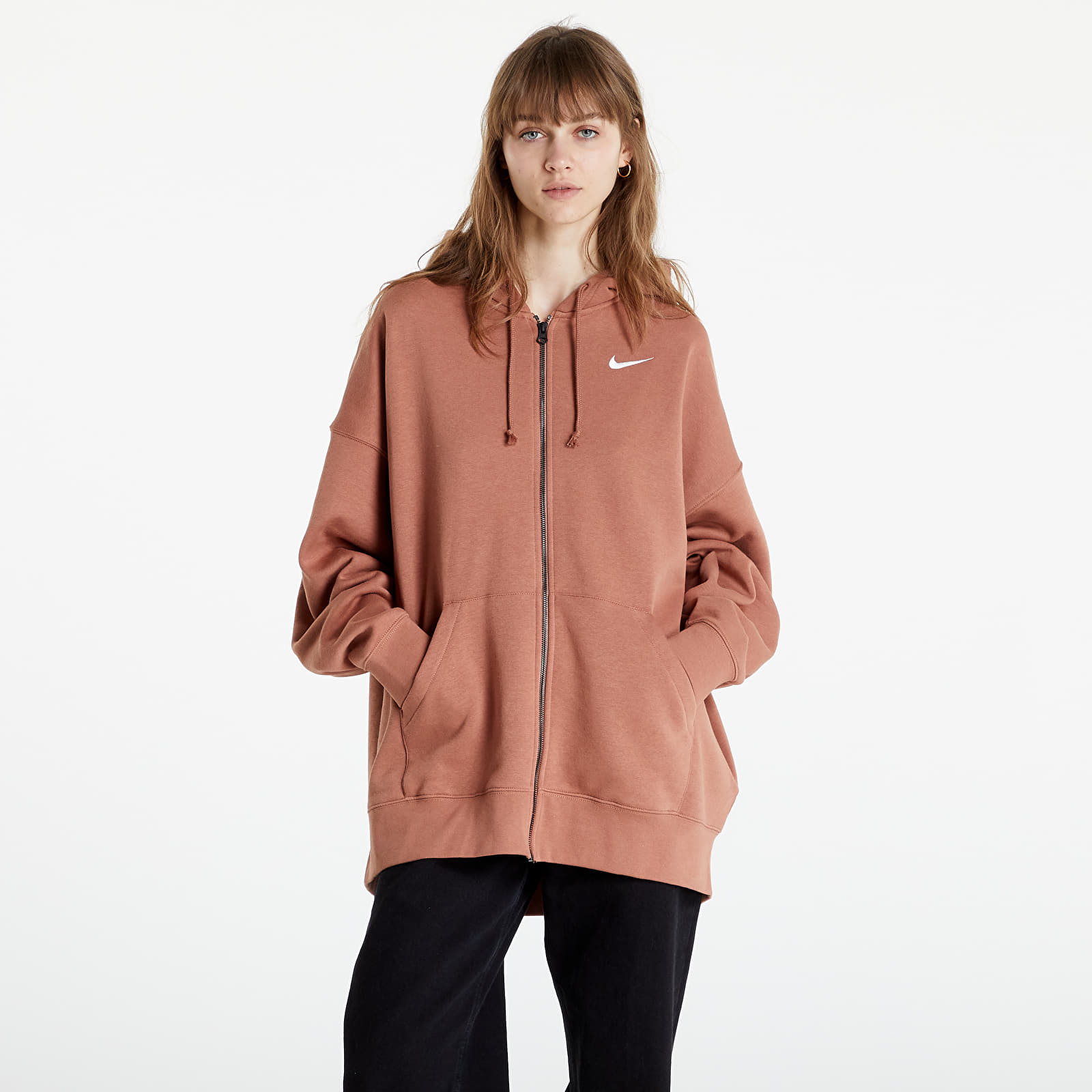 Hættetrøjer og sweatshirts Nike NSW Essentials Women's Fleece Full-Zip Hoodie Mineral Clay/ White