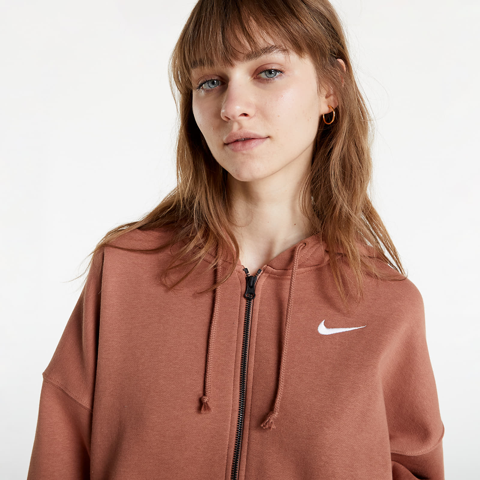 Hættetrøjer og sweatshirts Nike NSW Essentials Women's Fleece Full-Zip Hoodie Mineral Clay/ White