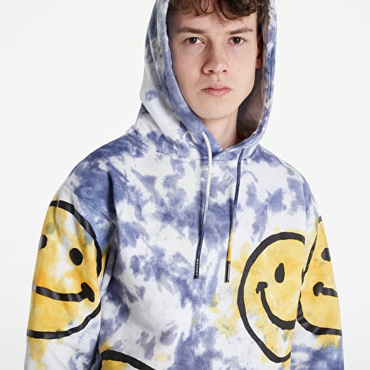 Hoodies and sweatshirts MARKET Smiley Sun Dye Hoodie Yellow Blue Tie Dye Footshop