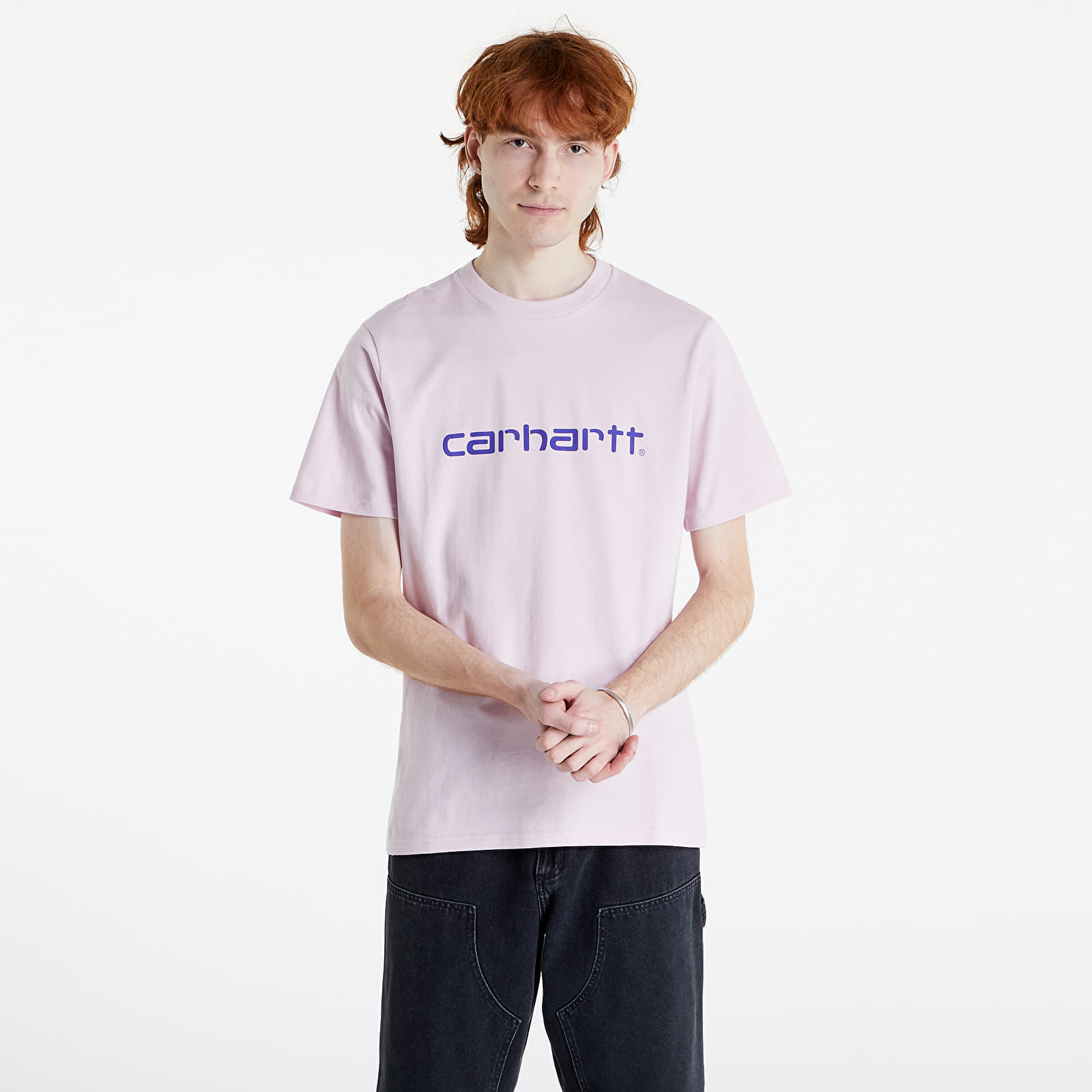 Camisetas Carhartt WIP S/S Script T-Shirt Pale Quartz/ Razzmic 