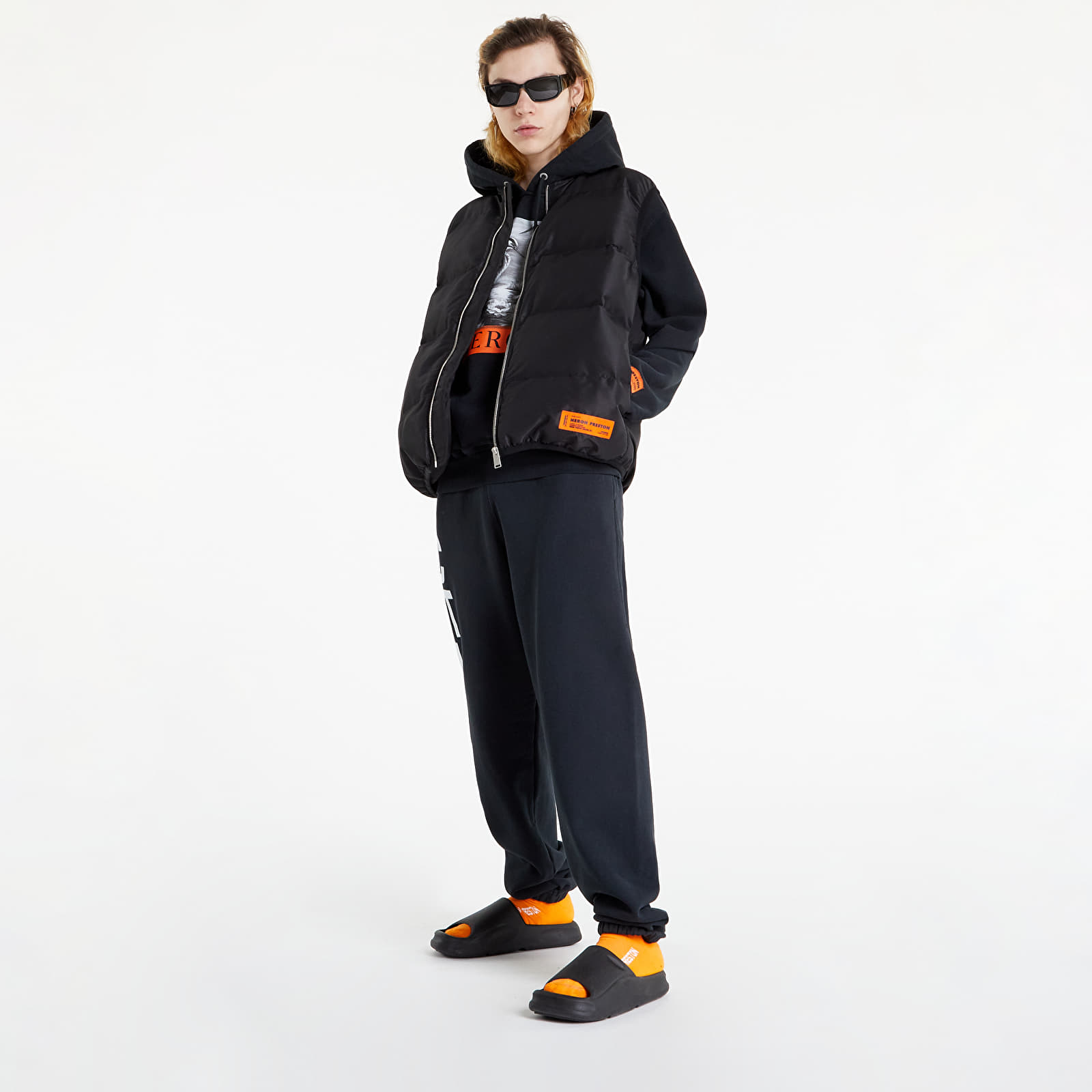 Westen HERON PRESTON Logo Tape Nylon Padded Vest Black No Color Footshop