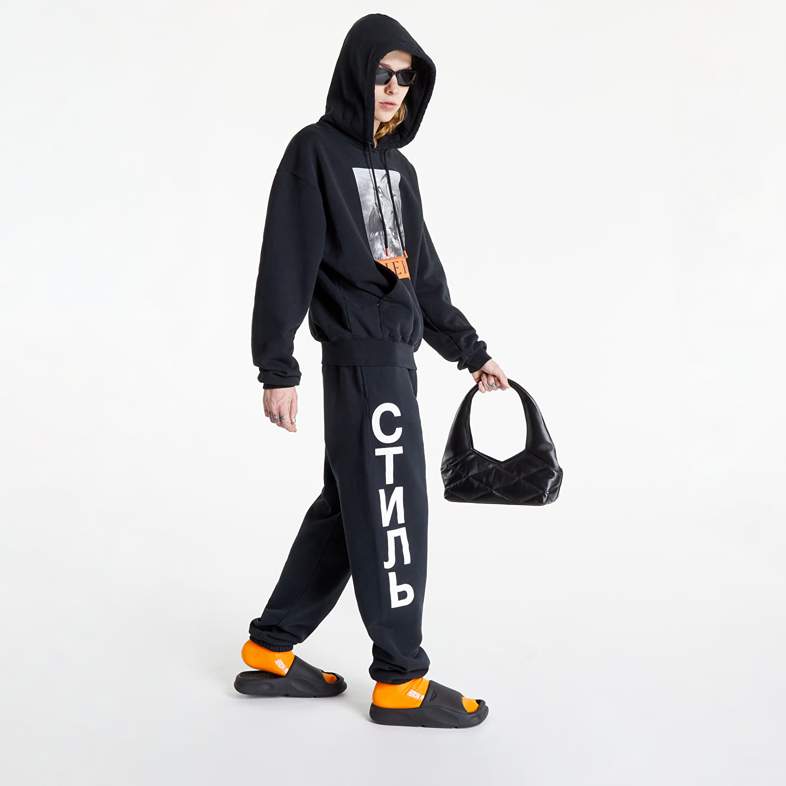 Sweatjacken und Sweatshirts HERON PRESTON Hoodie Heron Bw Black/ White