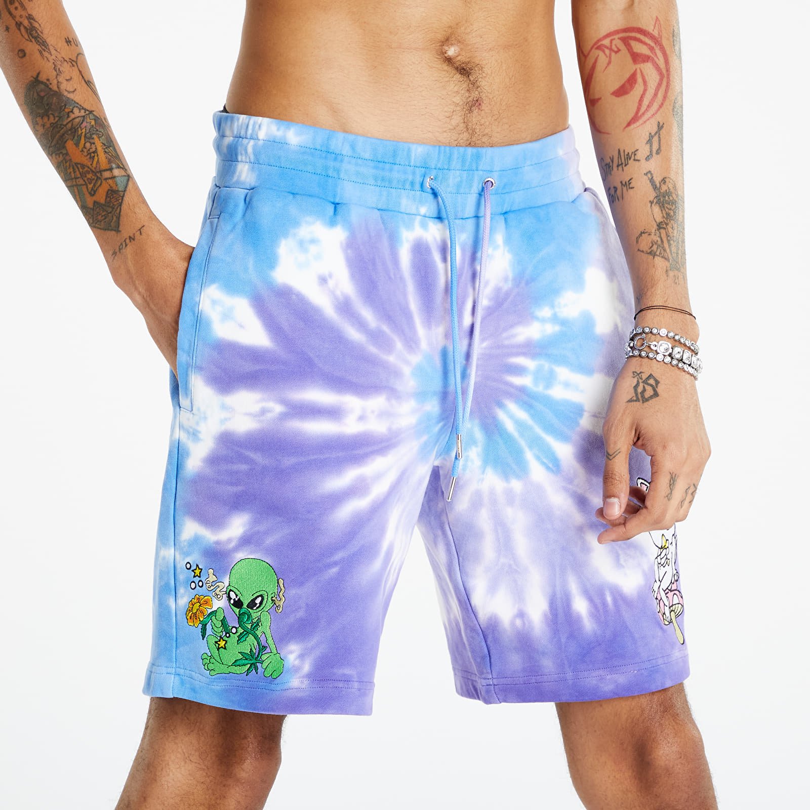 Pantaloni scurți RIPNDIP Friday Jr Sweat Shorts Purple & Lilac Spiral Dye