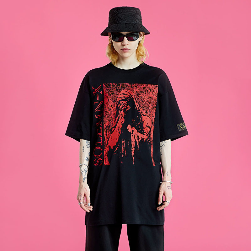 RAF SIMONS Oversized T-Shirt Solemn-X Black | Footshop
