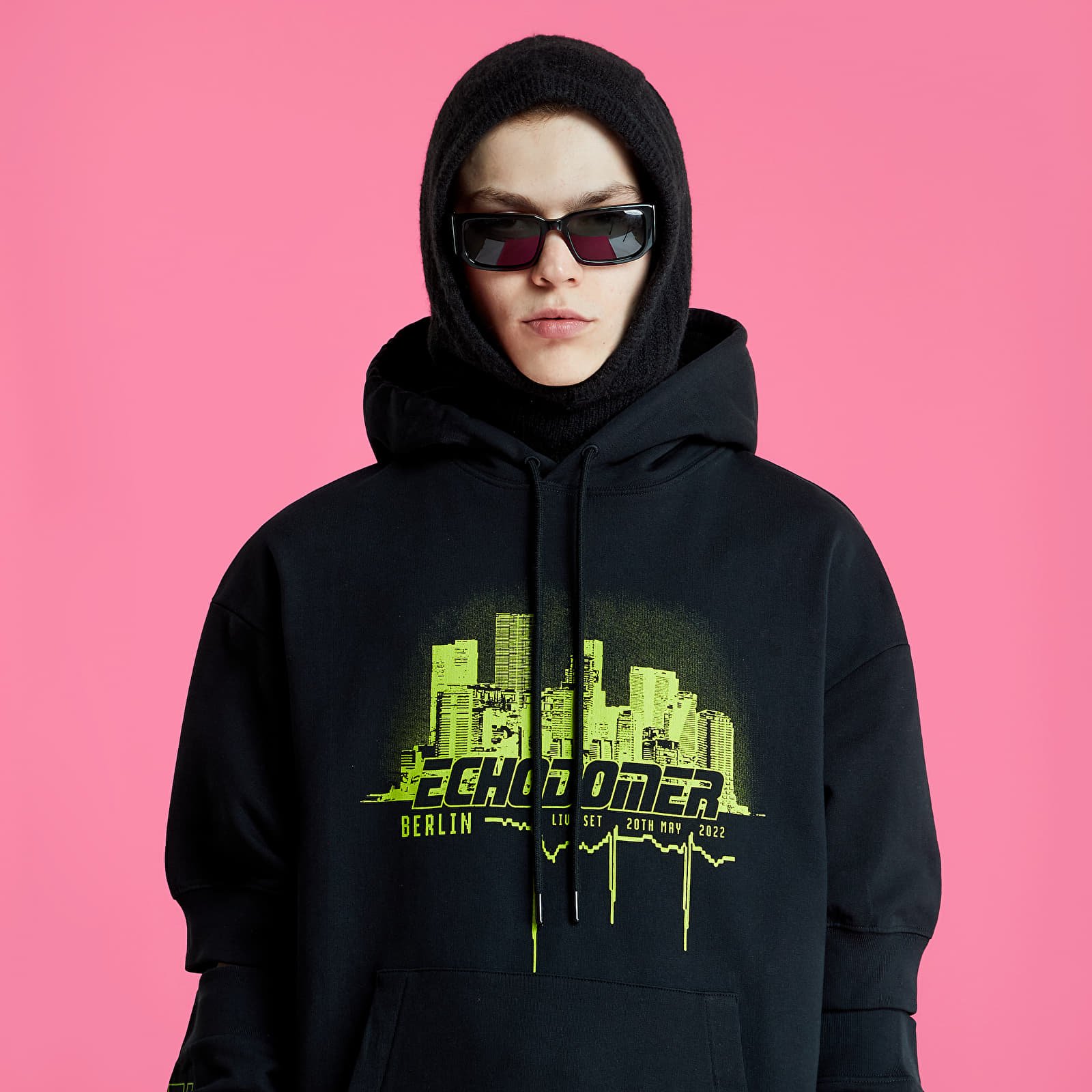Mikiny RAF SIMONS Hoodie With Seperate Sleeves Echodomer Black