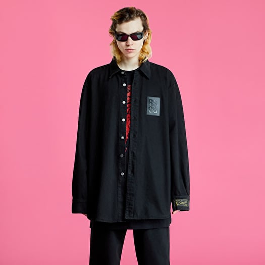 RAF SIMONS Straight Fit Denim Shirt With Label On Sleeve