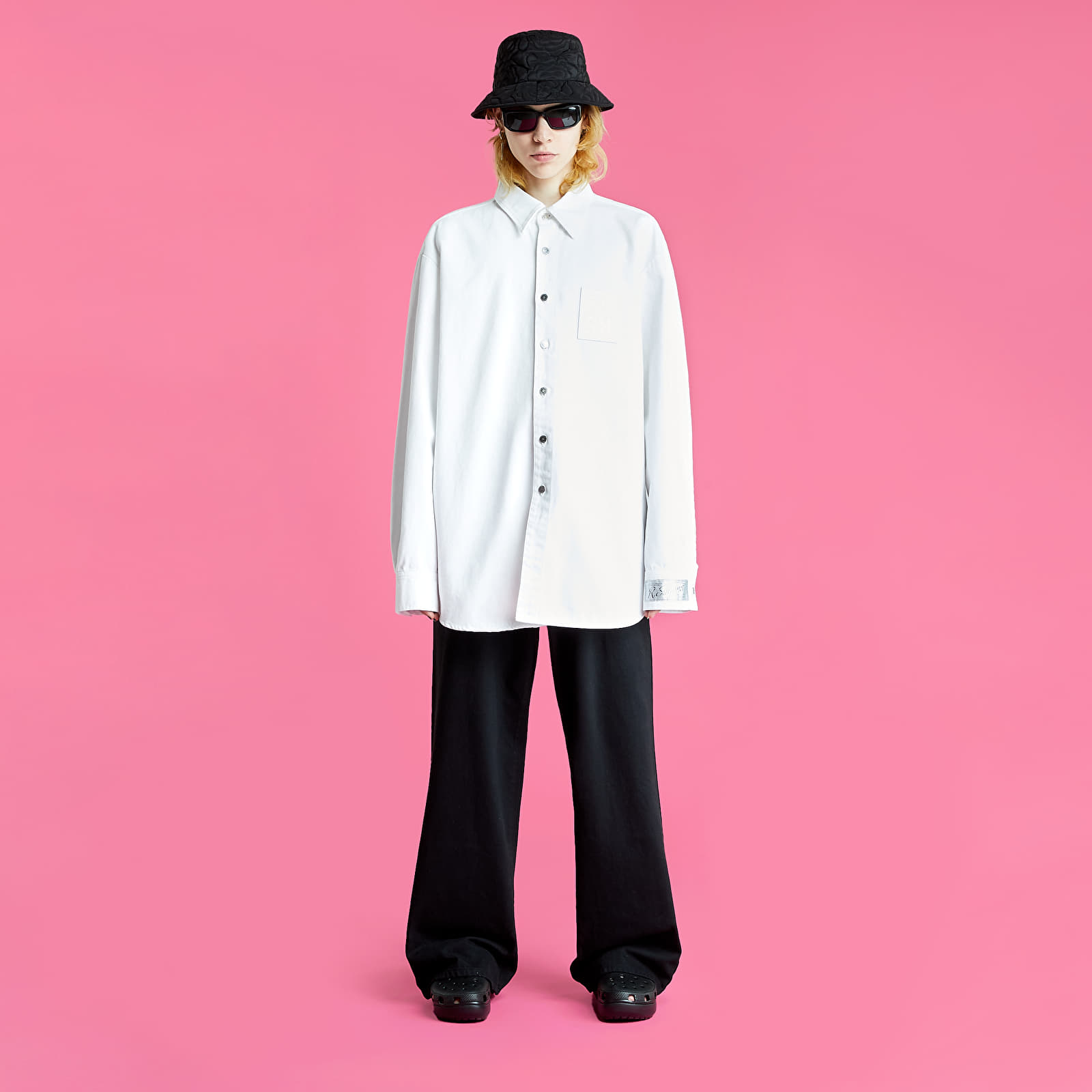 Shirts RAF SIMONS Straight Fit Denim Shirt With Label On Sleeve White