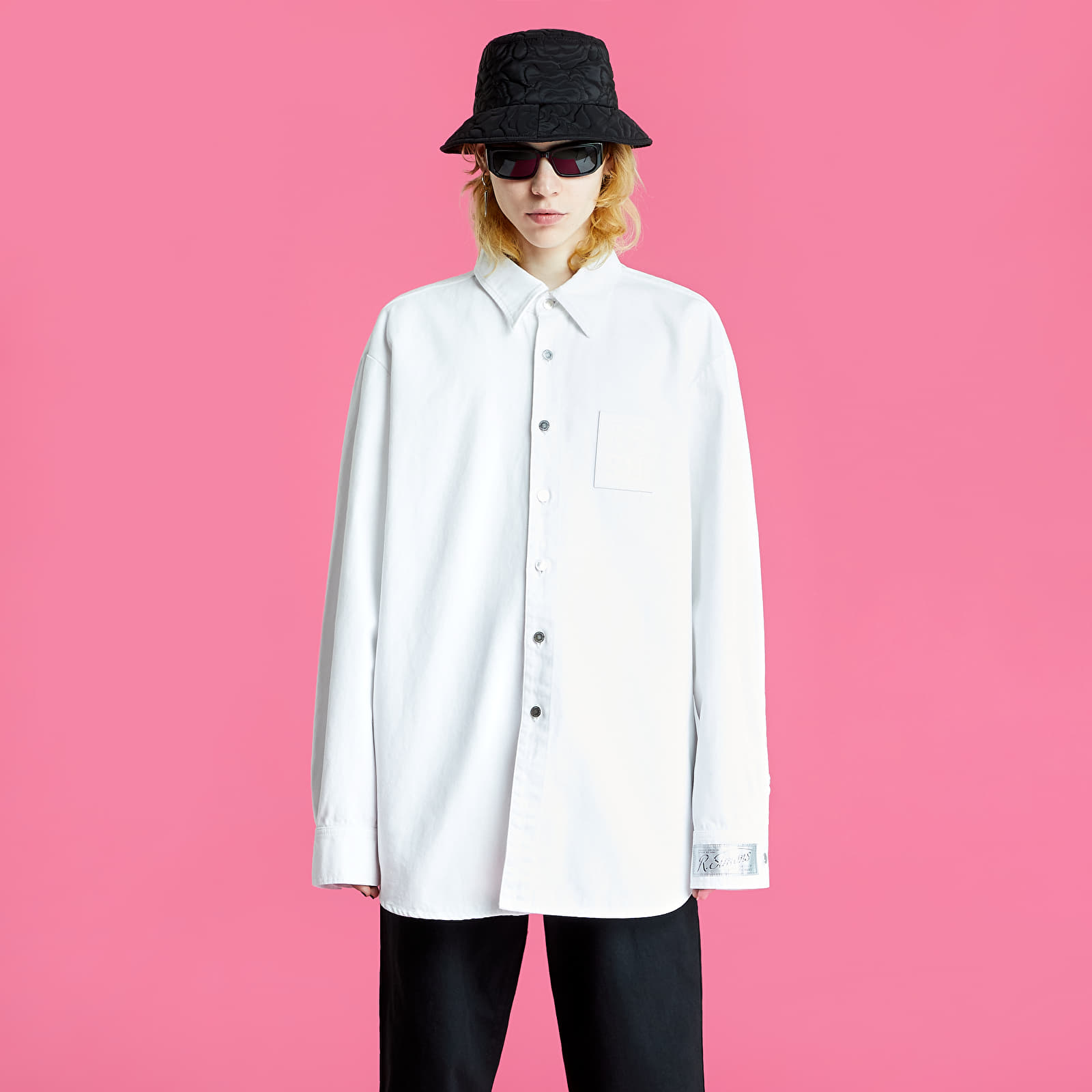 Shirts RAF SIMONS Straight Fit Denim Shirt With Label On Sleeve White