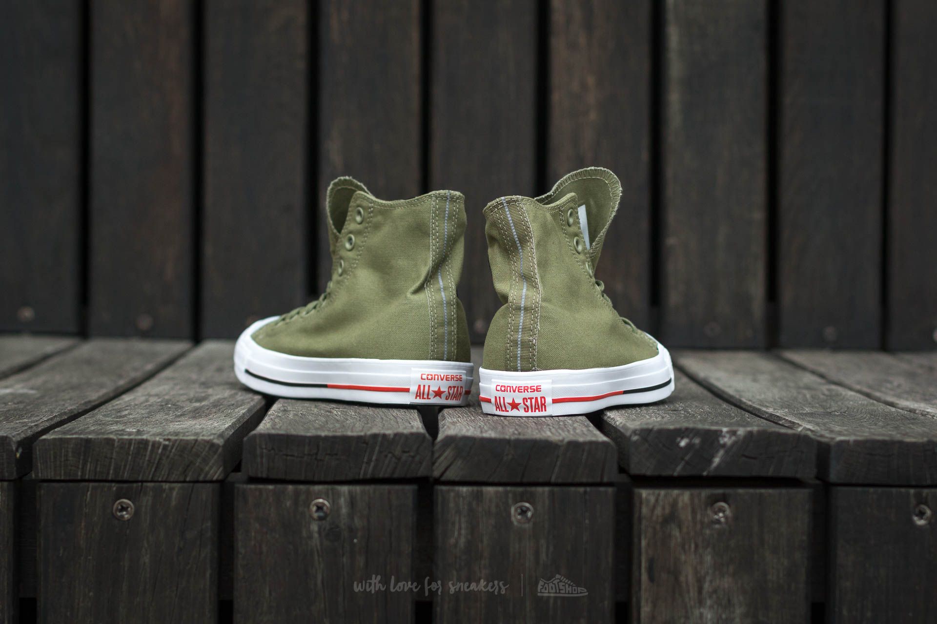Férfi cipők Converse Chuck Taylor AS Hi Fatigue Green/ White/ Signal Red