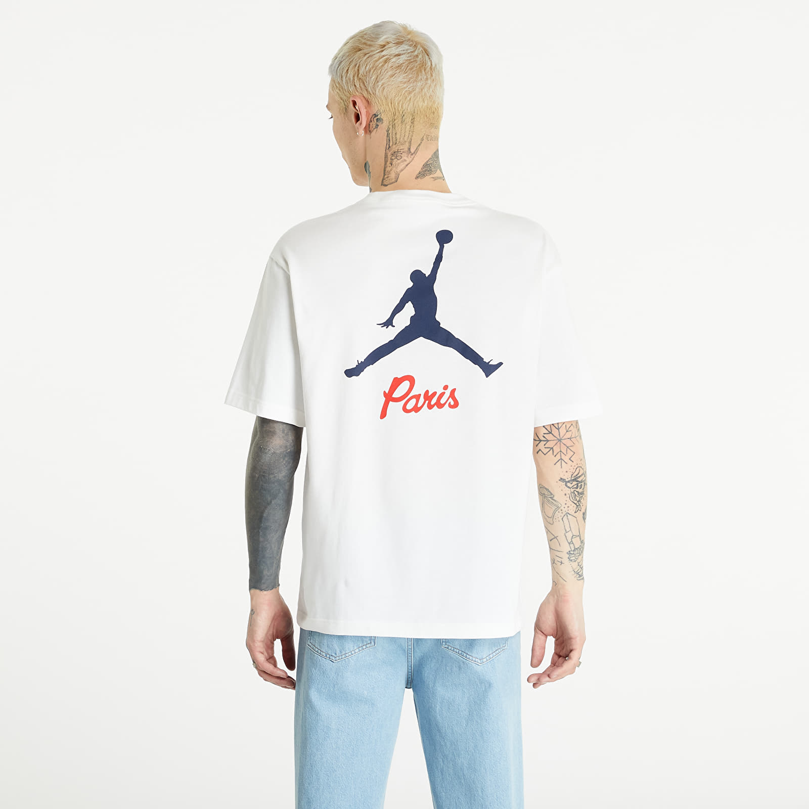 T shirts Jordan Paris Saint Germain Men s Short Sleeve Logo T Shirt White Footshop