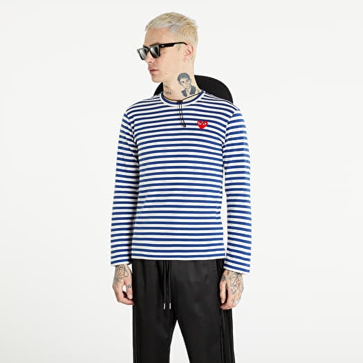 Póló Comme des Garçons PLAY Long Sleeve Tee UNISEX Navy/ White