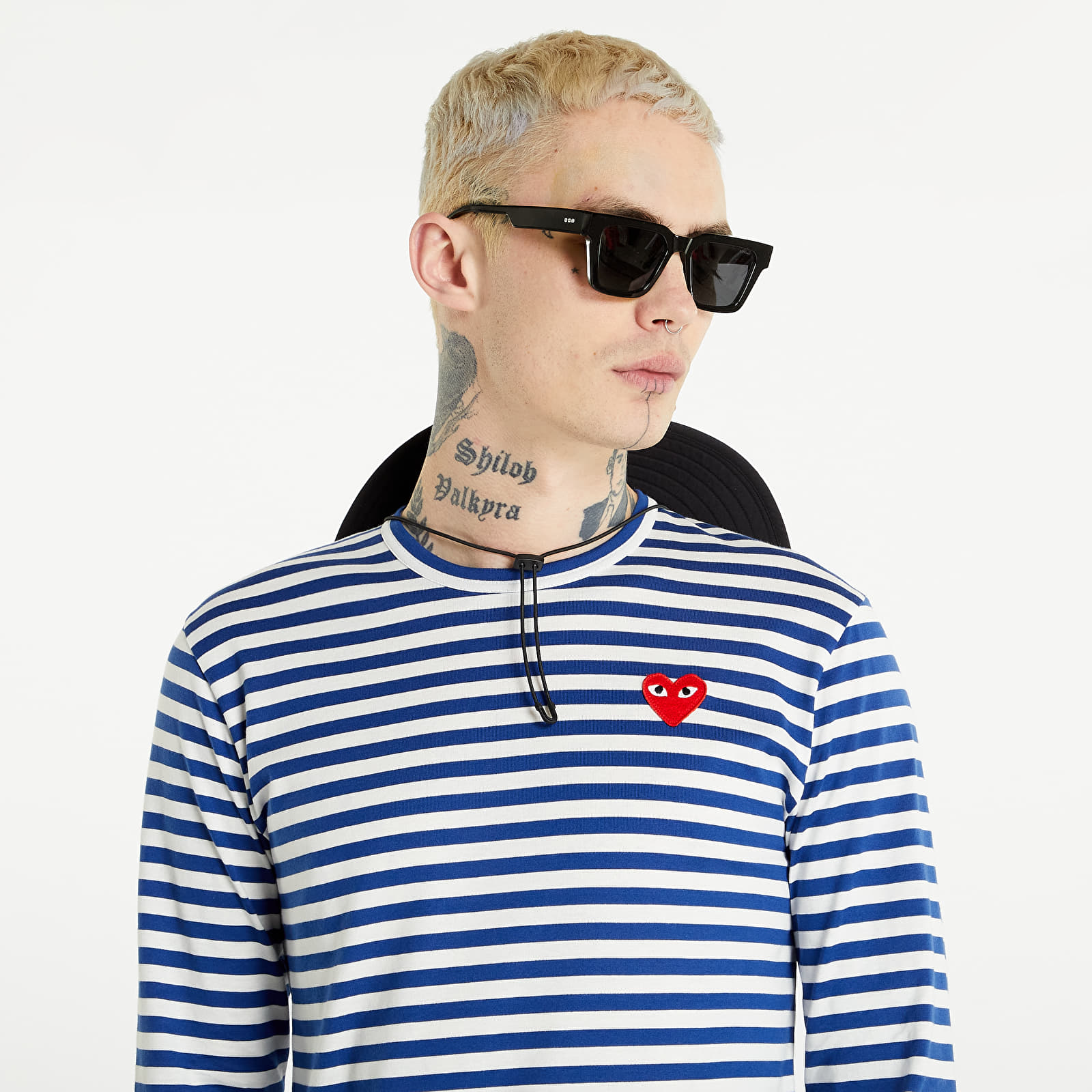 Tricou Comme des Garçons PLAY Long Sleeve Tee UNISEX Navy/ White - 1 | YEO